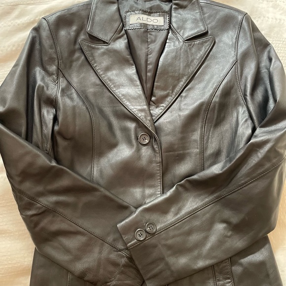 Black leather trench coat Aldo - Picture 9 of 14